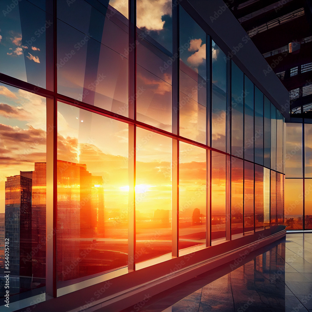Fototapeta premium View from office building during sunset