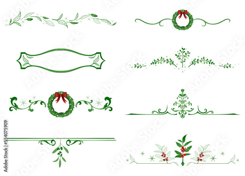 A set of Christmas foliage themed divider lines
