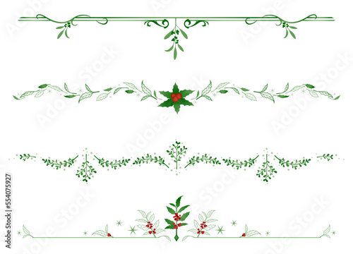 A set of Christmas foliage themed divider lines
