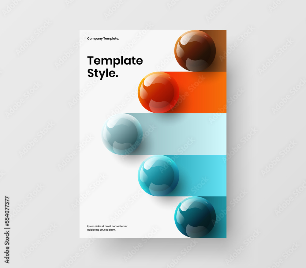 Trendy realistic balls book cover illustration. Premium flyer design vector template.