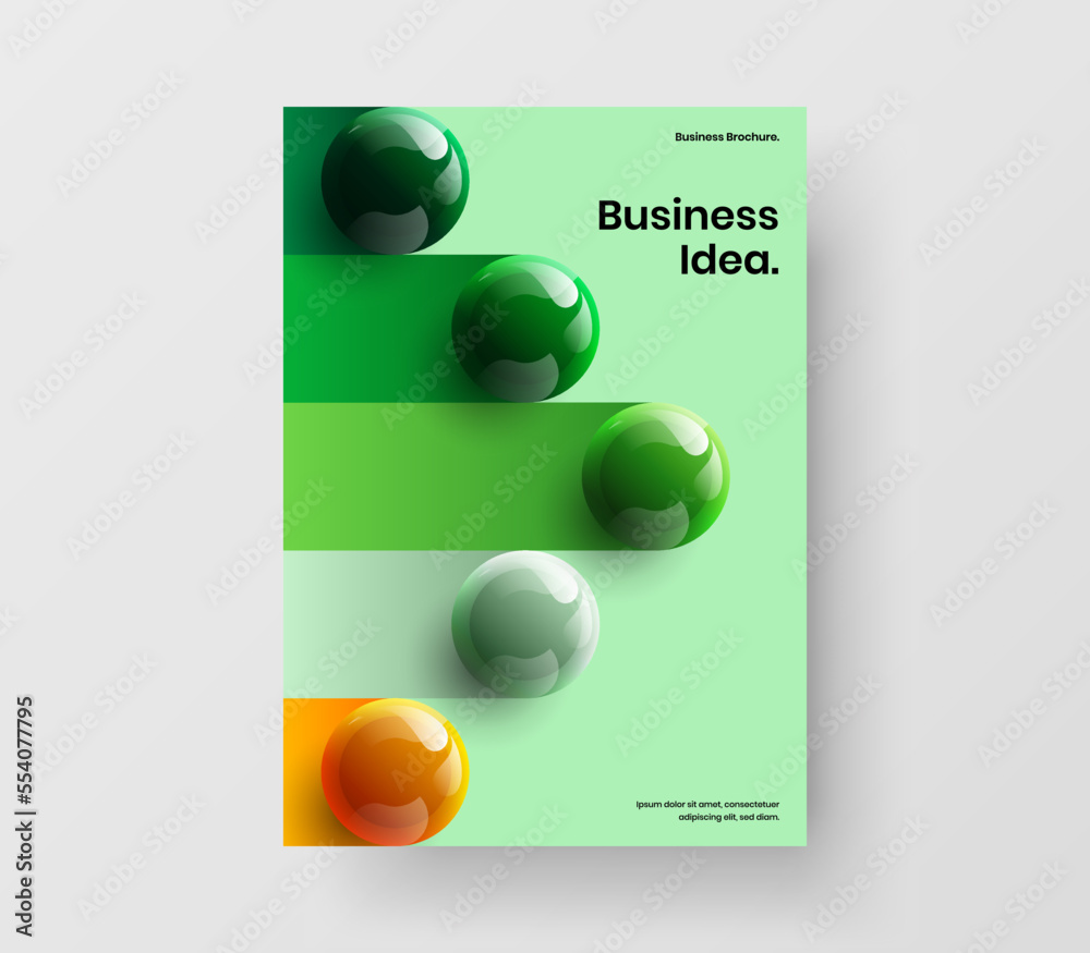 Isolated realistic balls placard concept. Unique pamphlet design vector layout.