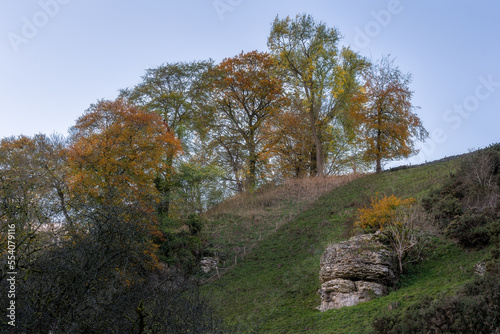 Walking around Stoney Middleton in autumn, Peak District, England