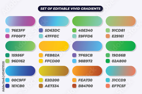 Set of vivid gradients, MInimalist multicolor squares, Modern vibrant gradient backgrounds
