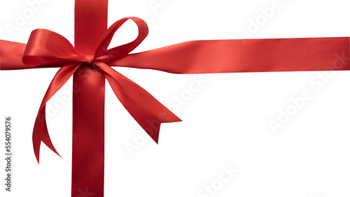 Obraz na plátně Red ribbon with cute bow for gift box design ornament.