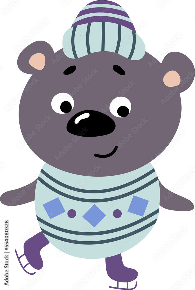 Cute hand drawn teddy bear ice skating. Valentika. White background, isolate. vector illustration. Cute hand drawn teddy bear ice skating. Valentika. White background, isolate. vector illustration.