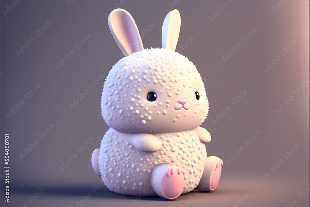 Cute rabbit character illustration, marshmallow style. Ai llustration ...