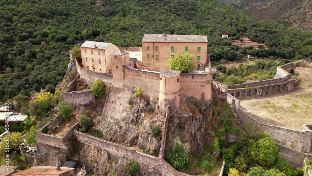 Corsica travel and landmarks. aerial drone video of medieval Corte town- mountain village in the central part of island
Corsica travel and landmarks. aerial drone video of medieval Corte town- mountain village in the central part of island