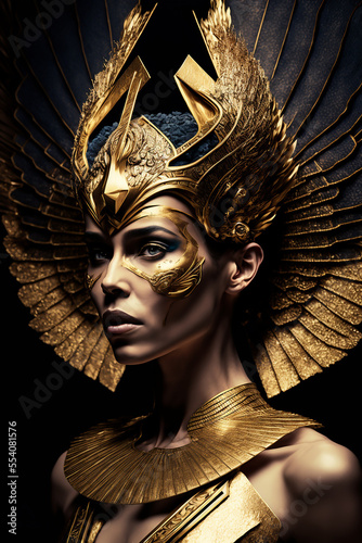 Goddess Hero Female Warier with a golden Mask and Golden Wings Goddess Legacy photo