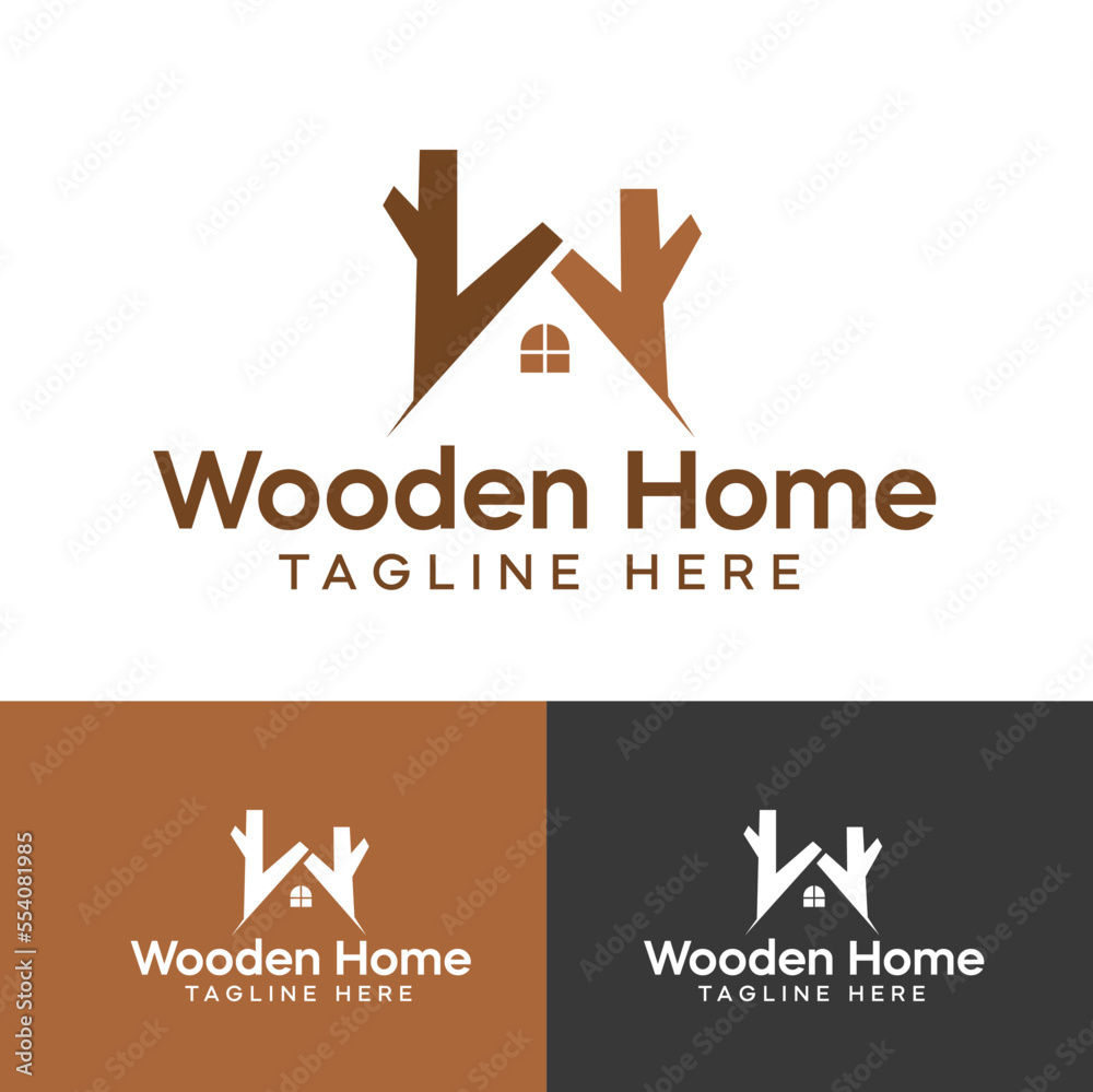 wooden home logo design 