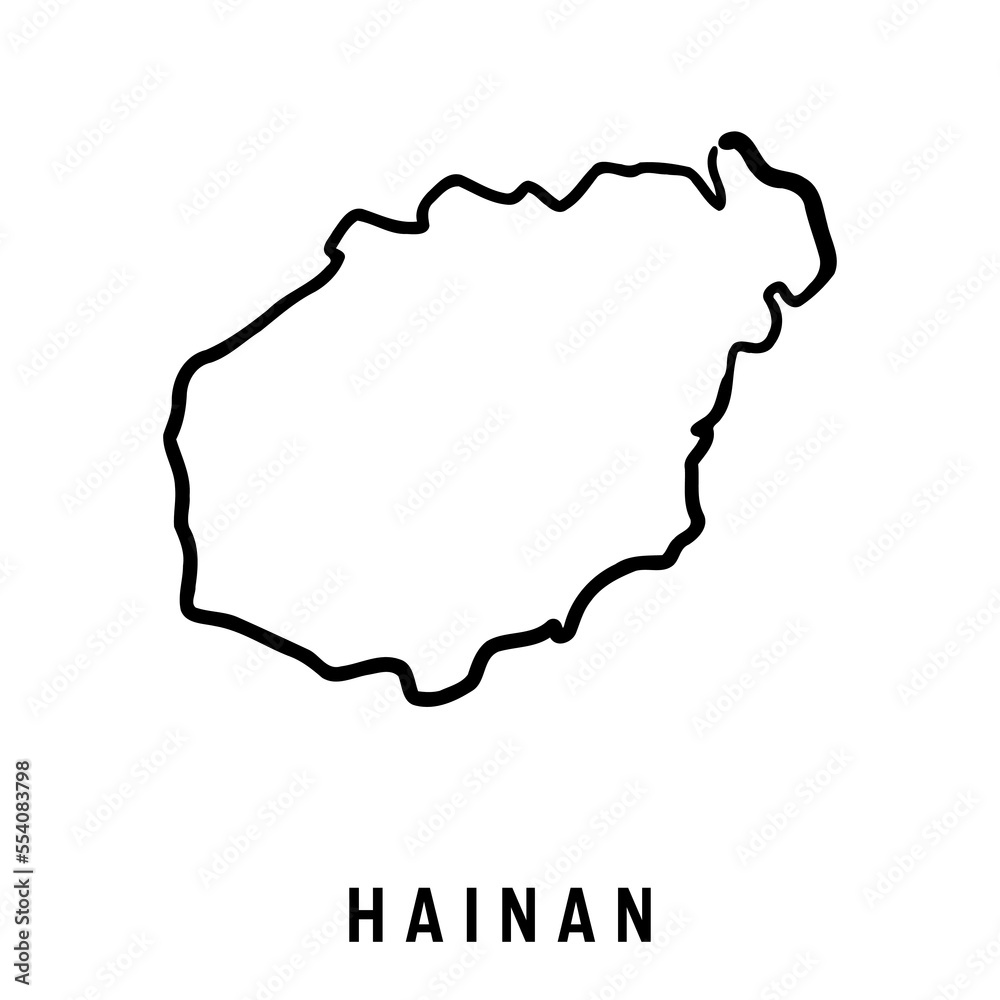 Hainan island simple outline vector map