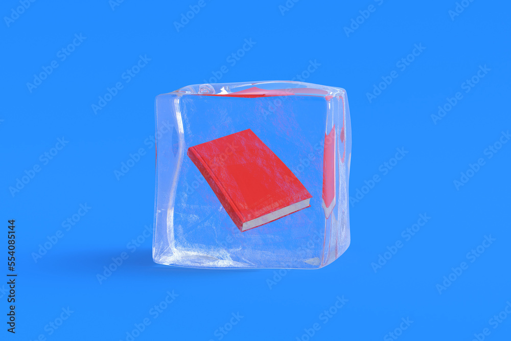 Book in ice cube. 3d illustration Book in ice cube. 3d illustration
