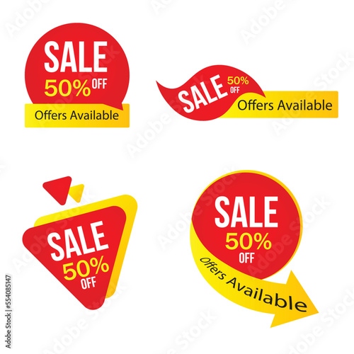 set of sale labels and offer tag
