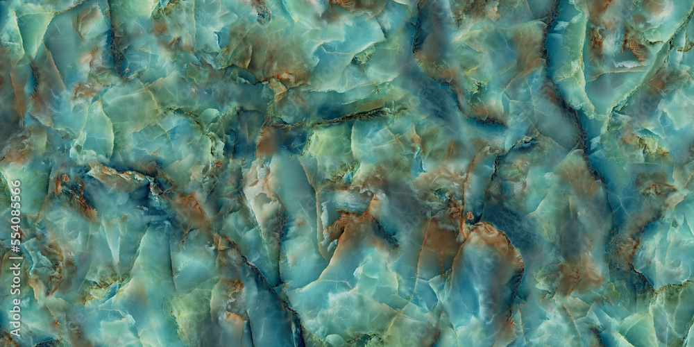 Aqua Green marble texture background with Browne veins,High gloss
