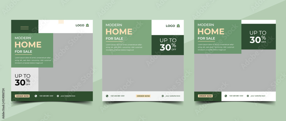 Modern home sale and home interior banner for social media post and digital marketing