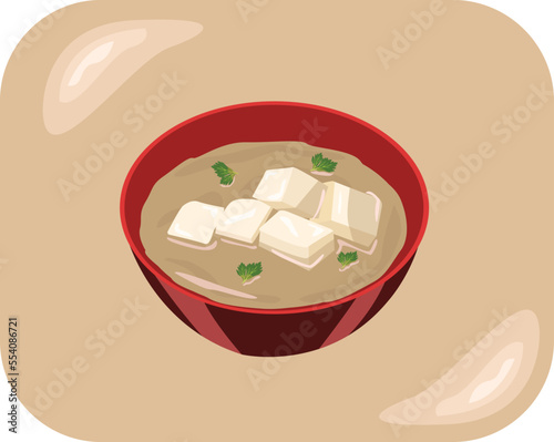 Miso soup asian food flat design illustration
