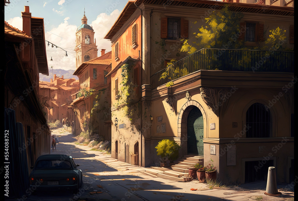 Obraz premium Teruel's road and residential area. Generative AI