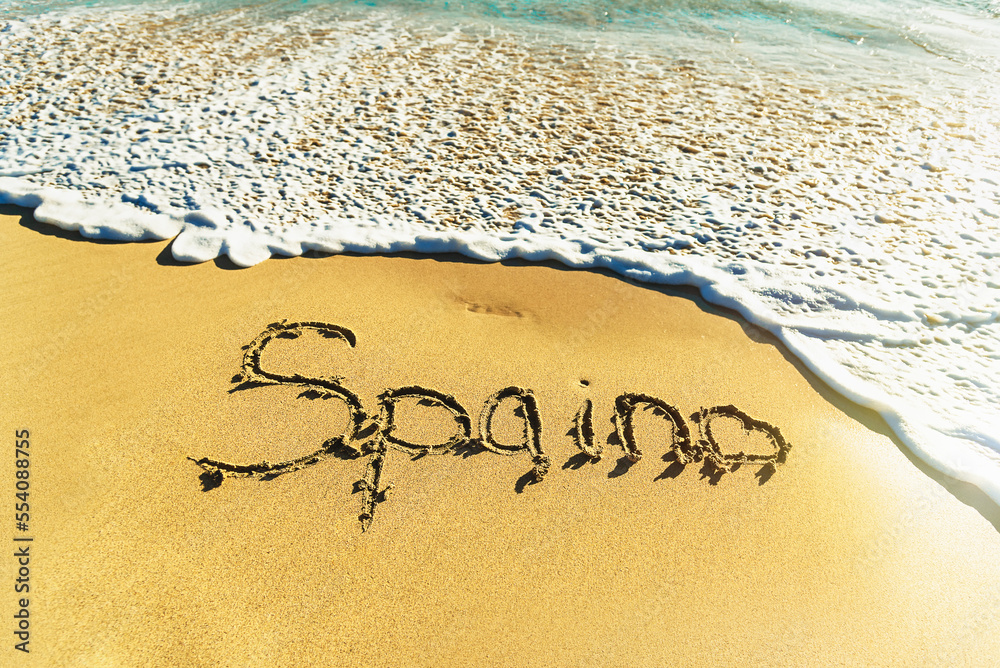 Fototapeta premium The inscription on the sandy beach Spain