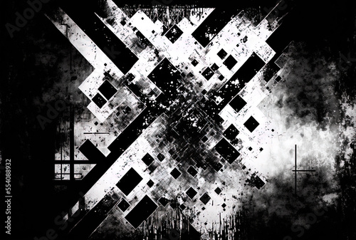 Black and white grunge. Illustration of Original Graphic Design. Modern Abstract Texture Template. Generative AI
