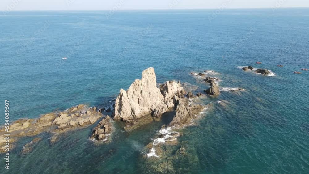Drone shot of Mediterranean Sea coast in Cabo de Gata Cape in Almeria Drone shot of Mediterranean Sea coast in Cabo de Gata Cape in Almeria