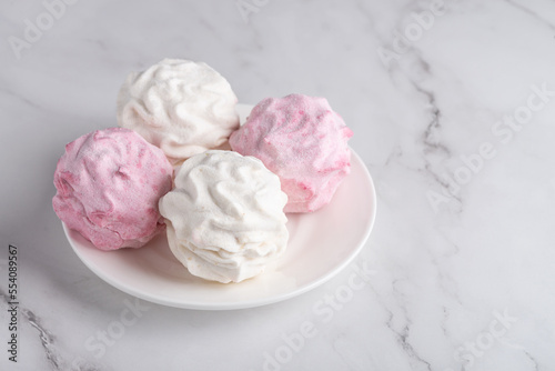 Pink and white marshmallows. Homemade sweets
