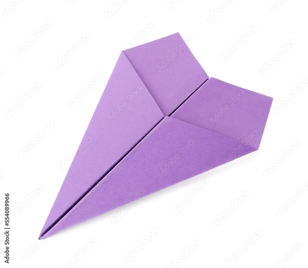 Handmade purple paper plane isolated on white Handmade purple paper plane isolated on white