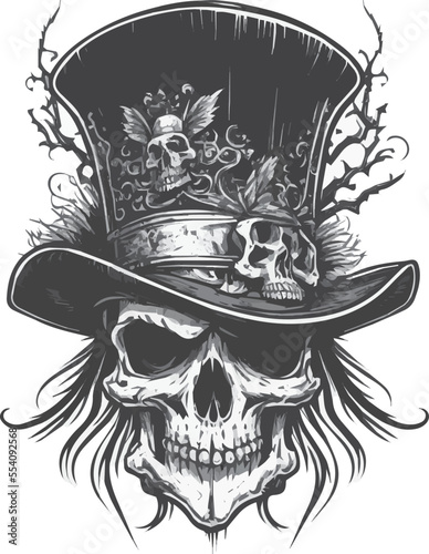 Elegant skull with a hat