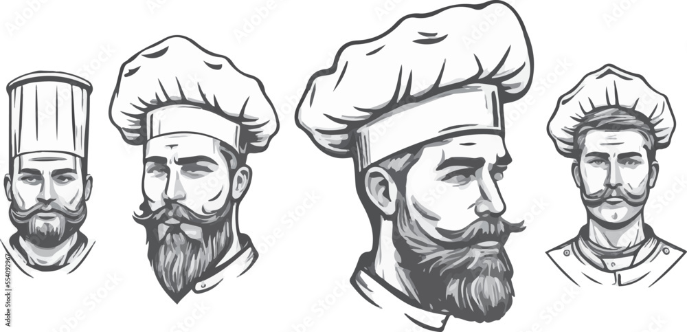 Illustration of a chef with beard Illustration of a chef with beard