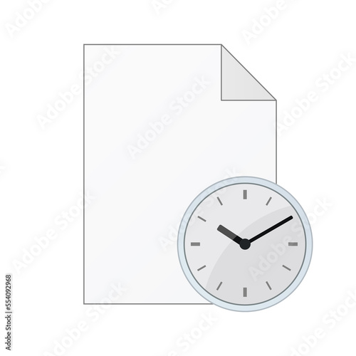 File computer document with watch icon isolated on white background