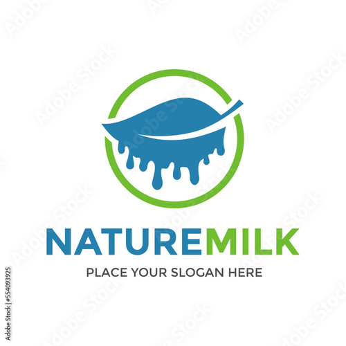 Nature milk vector logo template