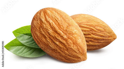 Delicious almonds  isolated on white background