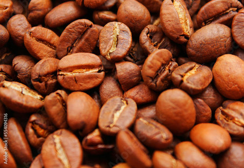 Roasted aromatic brown coffee beans