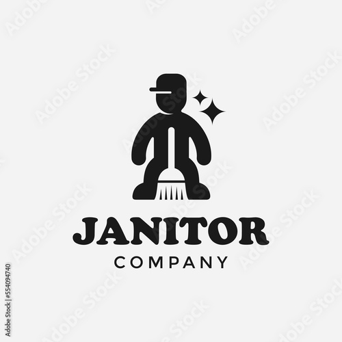 Janitor vector logo template.