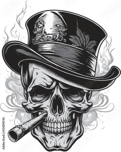 Elegant skull with a hat