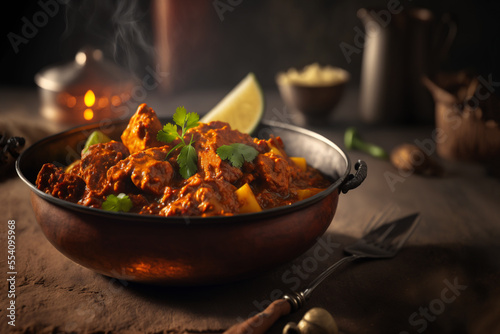 illustration of Indian traditional spicy curry dish; Vindaloo or Vindalho  photo