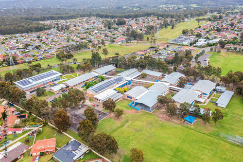 Drone aerial photograph of Glenmore Park High School in Australia photo