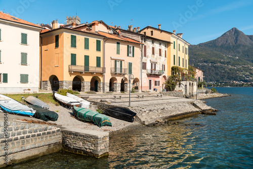 Lakefront of the San Siro village, situated on the shore of Lake Como, at autumn time, Lombardy, Italy photo