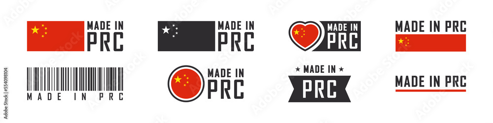 Vettoriale Stock Made in PRC logo or labels. Made in People's Republic of  China. China product emblems. Vector illustration | Adobe Stock