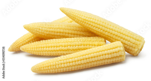 Delicious baby corn, isolated on white background