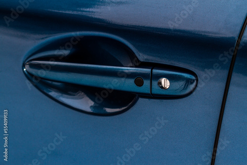 Car door handle. Keyless entry car door handle with touch sensor. Access button.