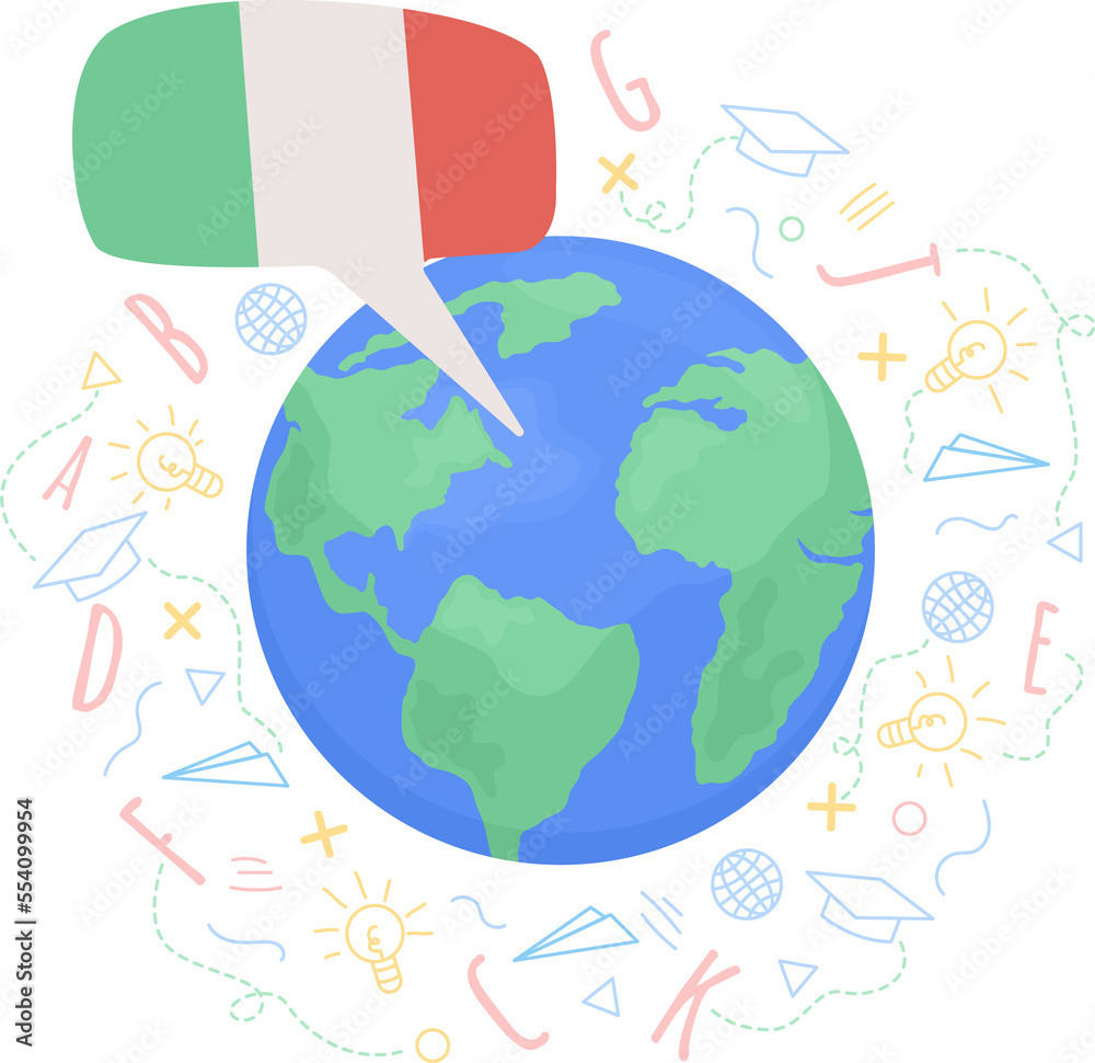 Italian speaking community 2D raster isolated illustration. Language ...