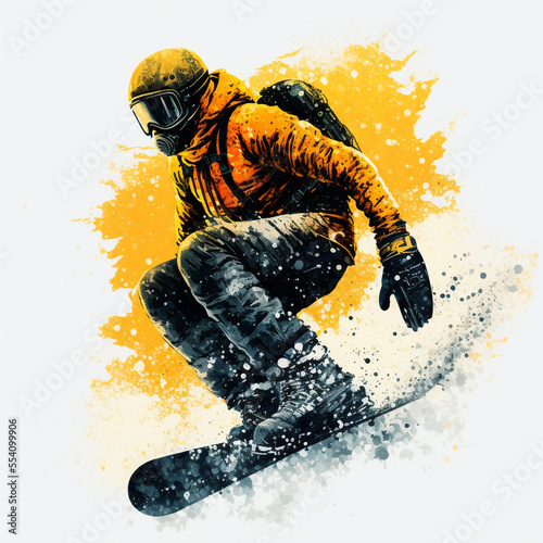 Illustration Snowboarder- ai generiert