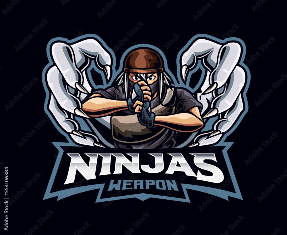Ninja technique mascot logo design. Ninjutsu ninja vector illustration