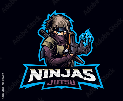 Fuinjutsu technique mascot logo design. Fuinjutsu ninja technique vector illustration