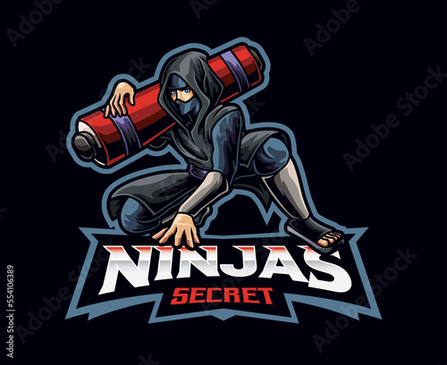 Ninja scroll's secret mascot logo design. Ninja scrolls vector illustration