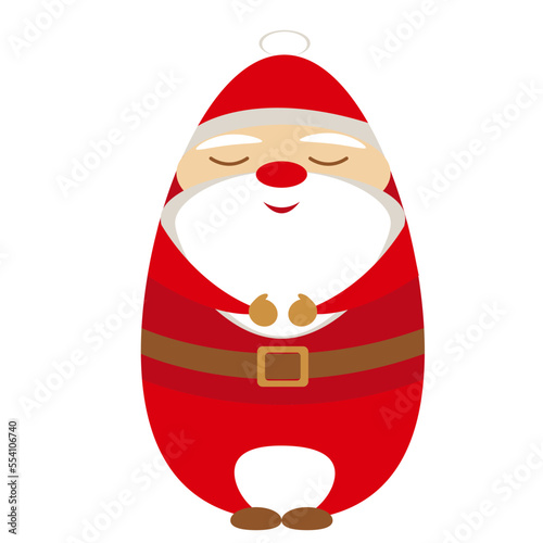 Simple flat funny cartoon santa in red costume and white beard 