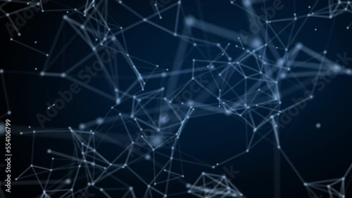 Abstract digital connection. Moving dots with lines. Data technology. Network, interlacing. Video 4k.