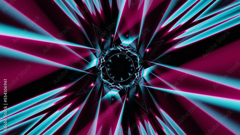 Abstract rotating purple and blue neon geometry vj loop animation