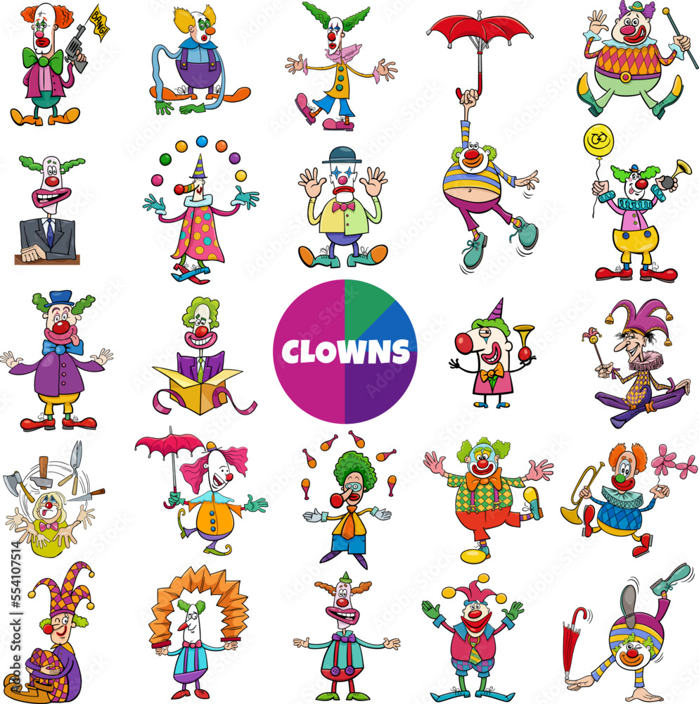 cartoon clowns comic characters big set
