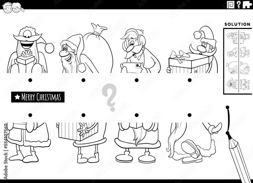 match halves of Christmas characters coloring page
