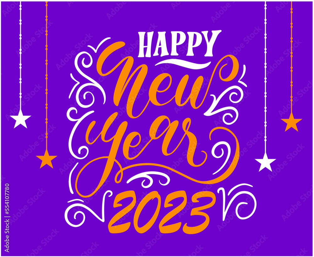 2023 Happy New Year Holiday Abstract Design Vector Illustration White And Yellow With Purple Background 2023 Happy New Year Holiday Abstract Design Vector Illustration White And Yellow With Purple Background